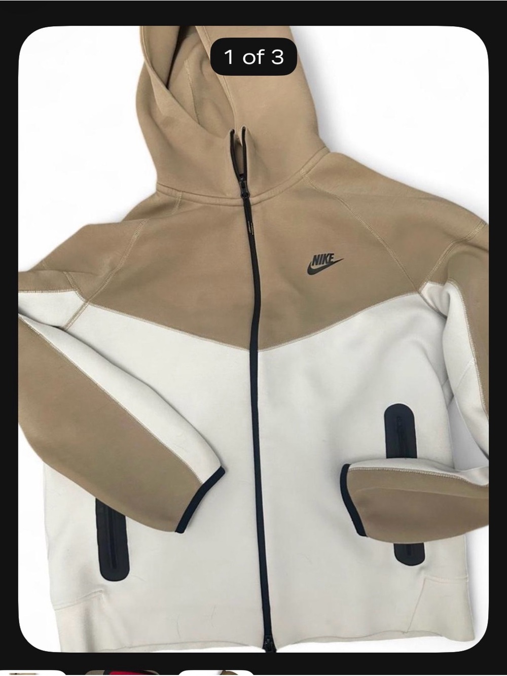 Nike tech Men’s Hooded Colorblock Jacket in Tan and Cream